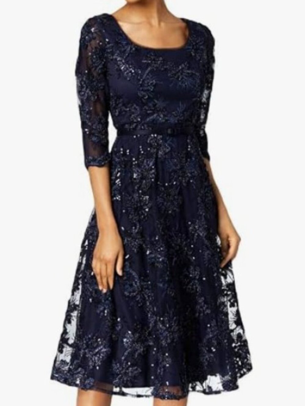 Designer Women's T-Length Soutache Cocktail Dress Size 10 Fit & Flare Formal
